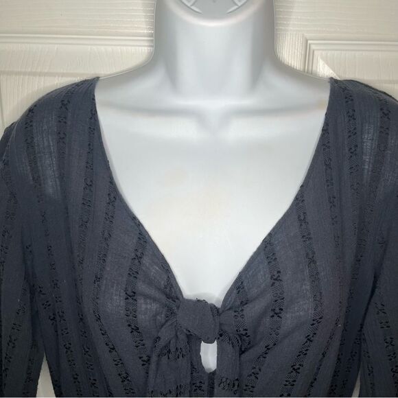 Cotton On Navy Blue Eyelet Tie Front Romper Crochet Lace Trim S - Picture 3 of 10